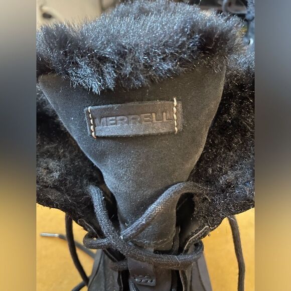 Merrell Tremblant Ezra Waterproof Winter Snow Boots Black Suede Leather SZ 9 - Picture 7 of 10